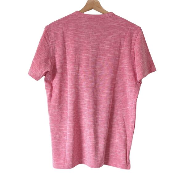 NWT TailorByrd Melange Slub Henley T-shirt Pink Nantucket Red Short Sleeve Top M - Picture 2 of 8